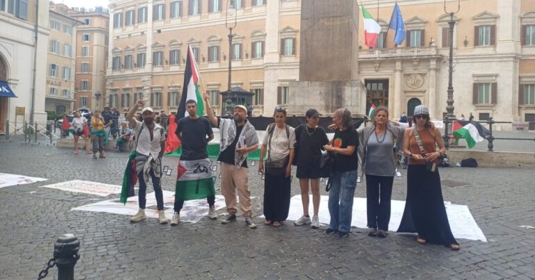 Una protesta pro Palestina a metros del cónclave que mantendrá Milei con Meloni en Roma