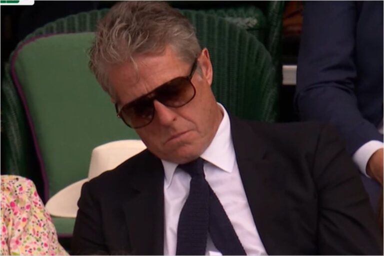 Hugh Grant se quedó dormido en el encuentro que disputó Djokovic en Wimbledon