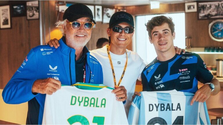 Paulo Dybala visitó a Franco Colapinto en en el GP de Países Bajos de Fórmula 1 y le regaló una camiseta