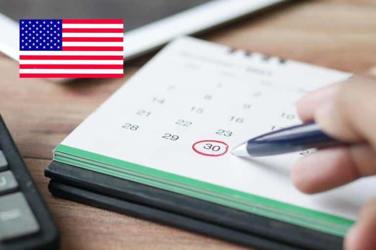 Calendario marcando los feriados federales de Estados Unidos para el año 2026