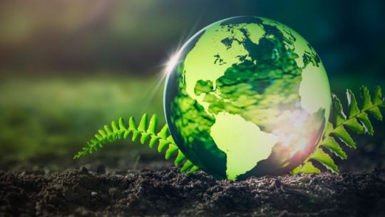 Globo terráqueo sostenido por manos, símbolo del Día de la Tierra y la responsabilidad ambiental compartida.