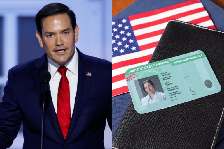 Ilustración de un pasaporte junto a banderas de Estados Unidos e Irán
