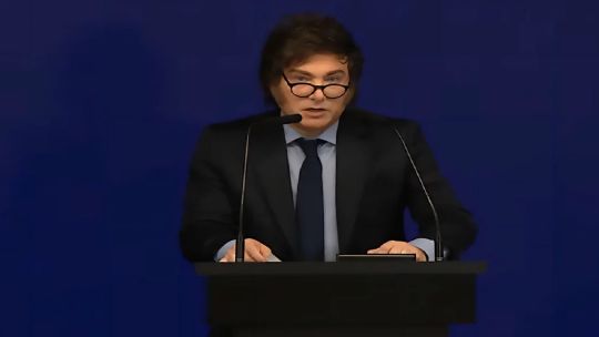 El presidente Javier Milei durante un acto oficial.