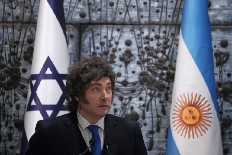 El presidente Javier Milei durante su visita oficial al Estado de Israel.