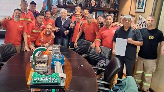 Hugo y Pablo Moyano en un acto sindical del Sindicato de Camioneros.