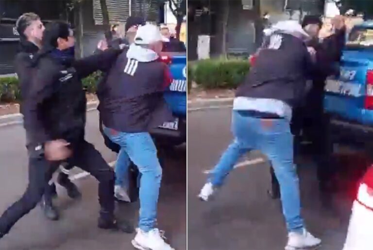 Efectivos policiales en la vía pública durante un operativo en La Plata
