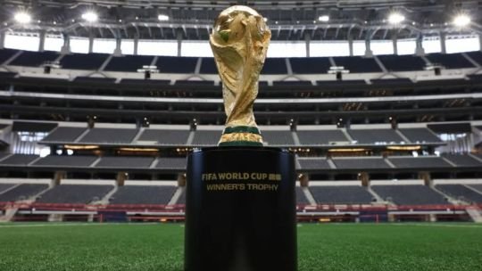 Aficionados argentinos con banderas en un estadio de fútbol durante el Mundial