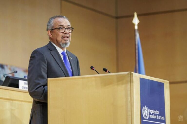 Tedros Adhanom Ghebreyesus hablando en la Asamblea Mundial de la Salud