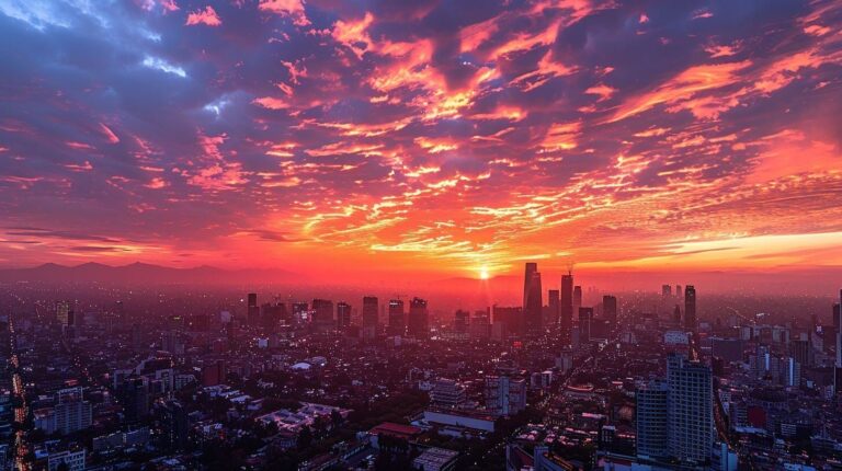 Vista de Miami con cielo nublado y palmeras