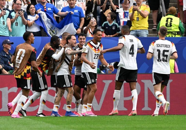 Jugadores de Alemania celebrando un gol durante el partido contra Curazao en el Mundial 2026