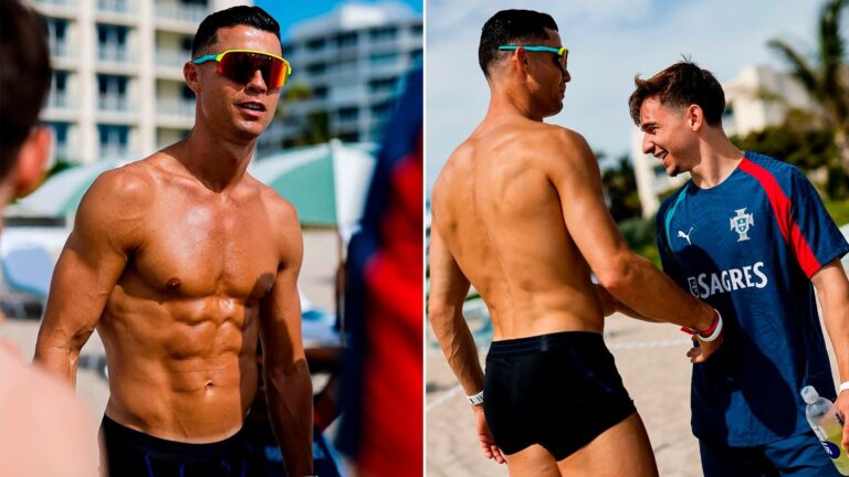 Cristiano Ronaldo en la playa durante concentración de Portugal para el Mundial 2026