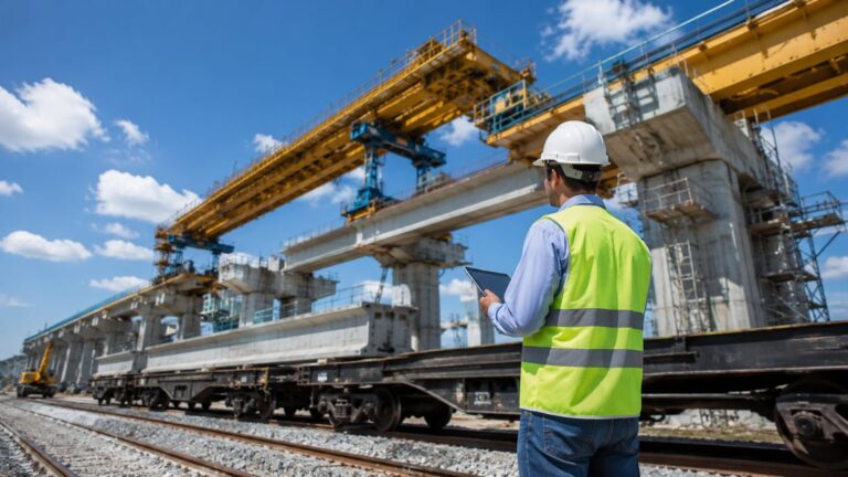 Ingenieros trabajando en diseño de infraestructura logística