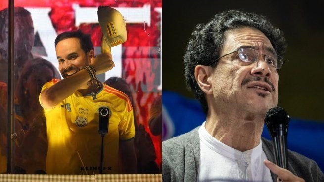Candidatos presidenciales Iván Cepeda y Abelardo de la Espriella en un debate electoral