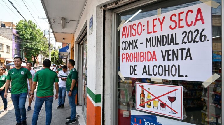 Cartel de Ley Seca en la Ciudad de México durante el Mundial 2026