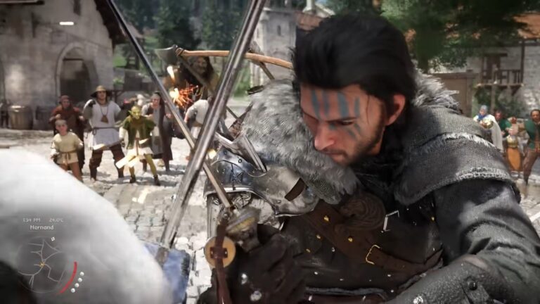 Captura de pantalla de Crimson Desert mostrando a su personaje principal Kliff en un paisaje del mundo abierto