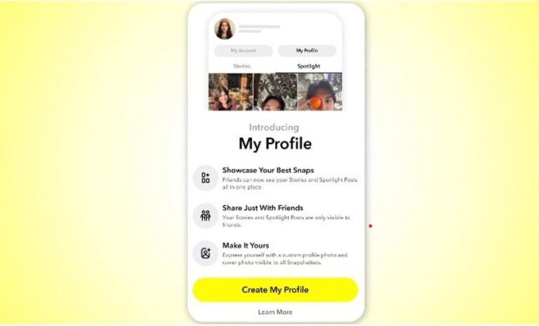 Interfaz de Snapchat mostrando perfil exclusivo para adolescentes